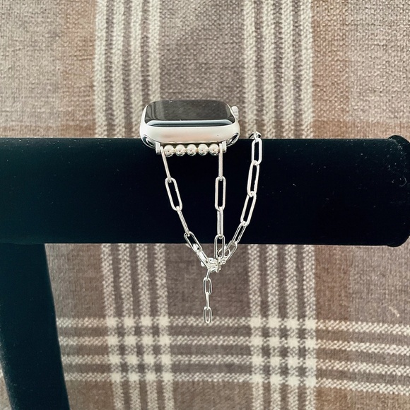 925 Sterling Silver Double Wrap Paperclip Chain Apple Watch Women Bracelet - Picture 7 of 8